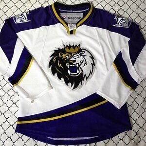 VTG CCM Manchester Monarchs AHL White & Purple Hockey Jersey Youth Small NWOT